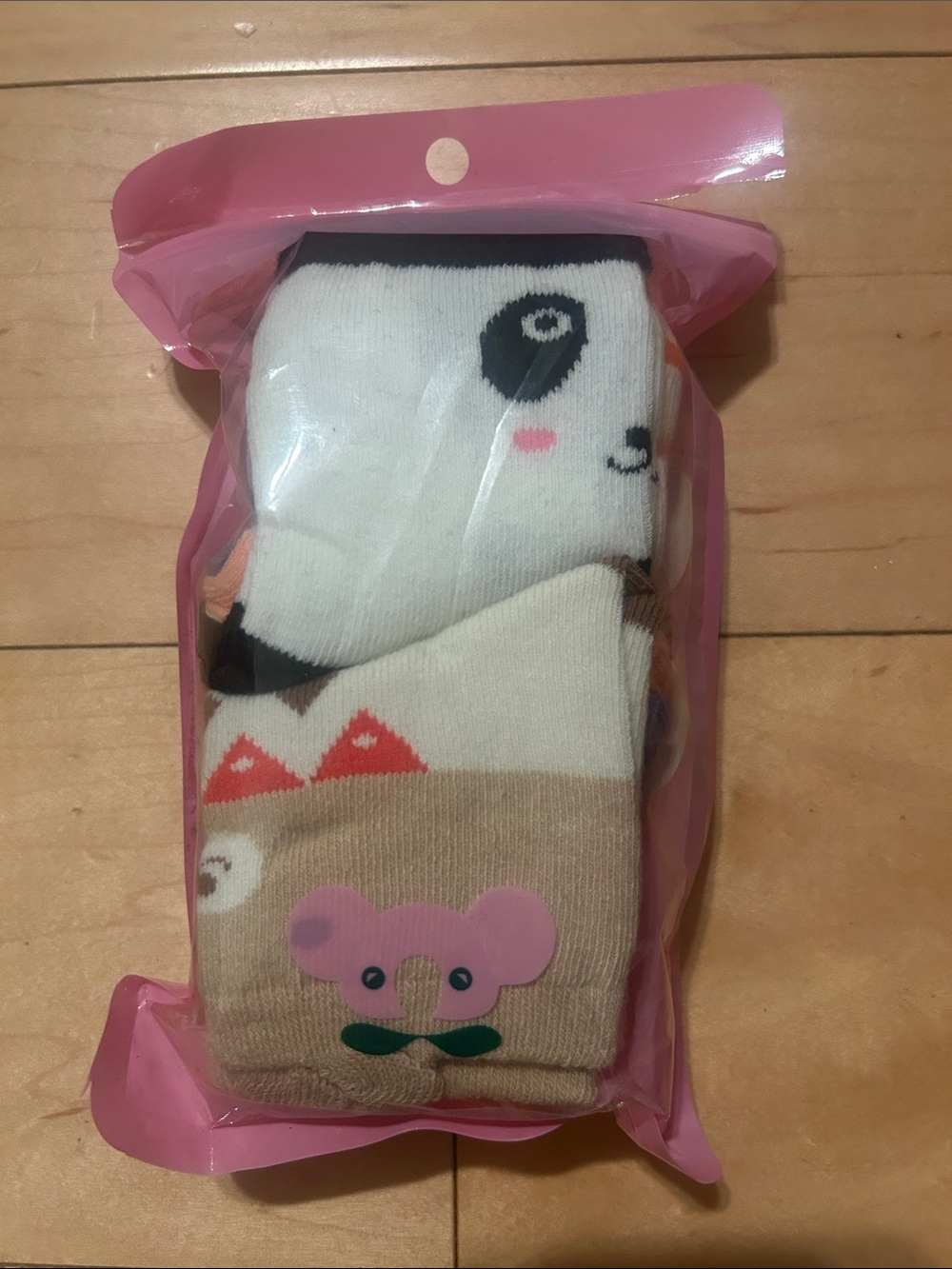 Kids Cute Animal Pattern Socks - White & Tan